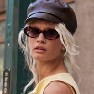 Brown Faux Leather Women's Cap